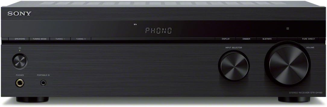 Sony STRDH190 2-ch Stereo Receiver with Phono Inputs & Bluetooth & Polk Audio T15 100 Watt Home Theater Bookshelf Speakers (Pair) - Premium Sound at a Great Value | Dolby and DTS Surround