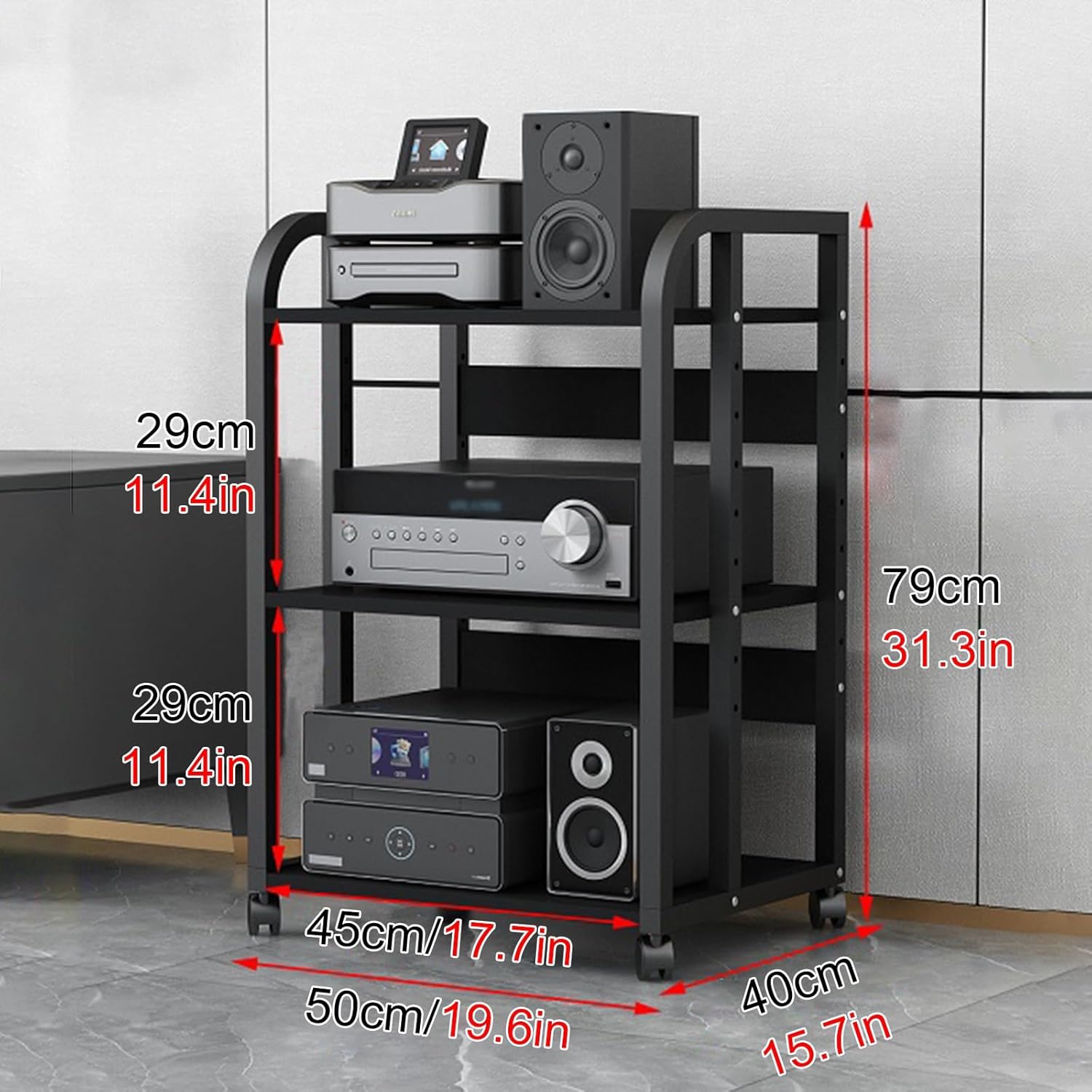 WDJBPSH Rolling Audio Equipment Storage Cart