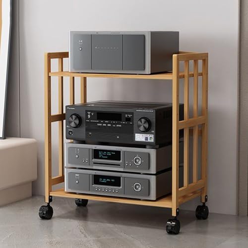 AV Media Stand Cabinet Floor-Standing Audio Rack with Wheel