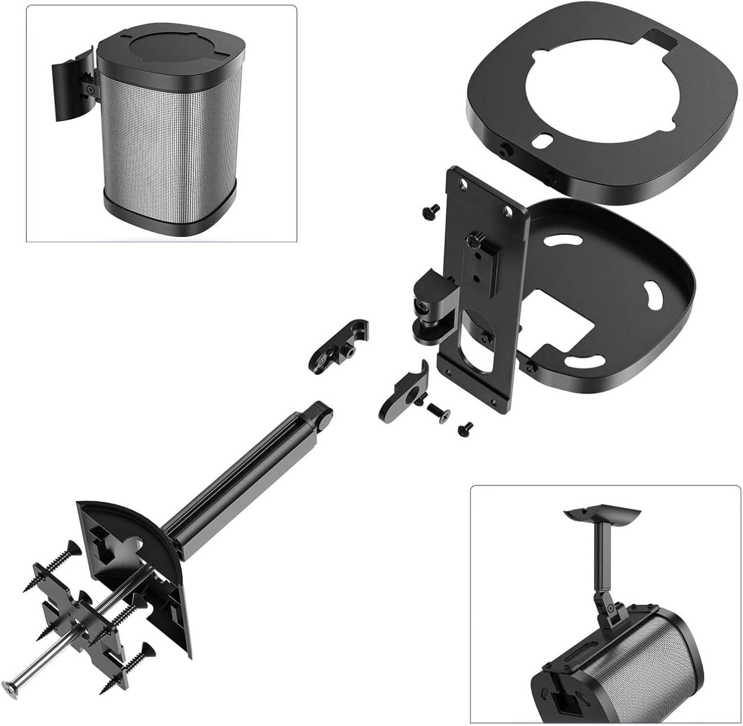 JUNCHENG1008 Speaker Stand Surround Audio Audiophile Bookshelf Speaker Wall Bracket Wall Bracket Speakers Hanging Bracket Special Pair of Floor Speaker Stands(Black)