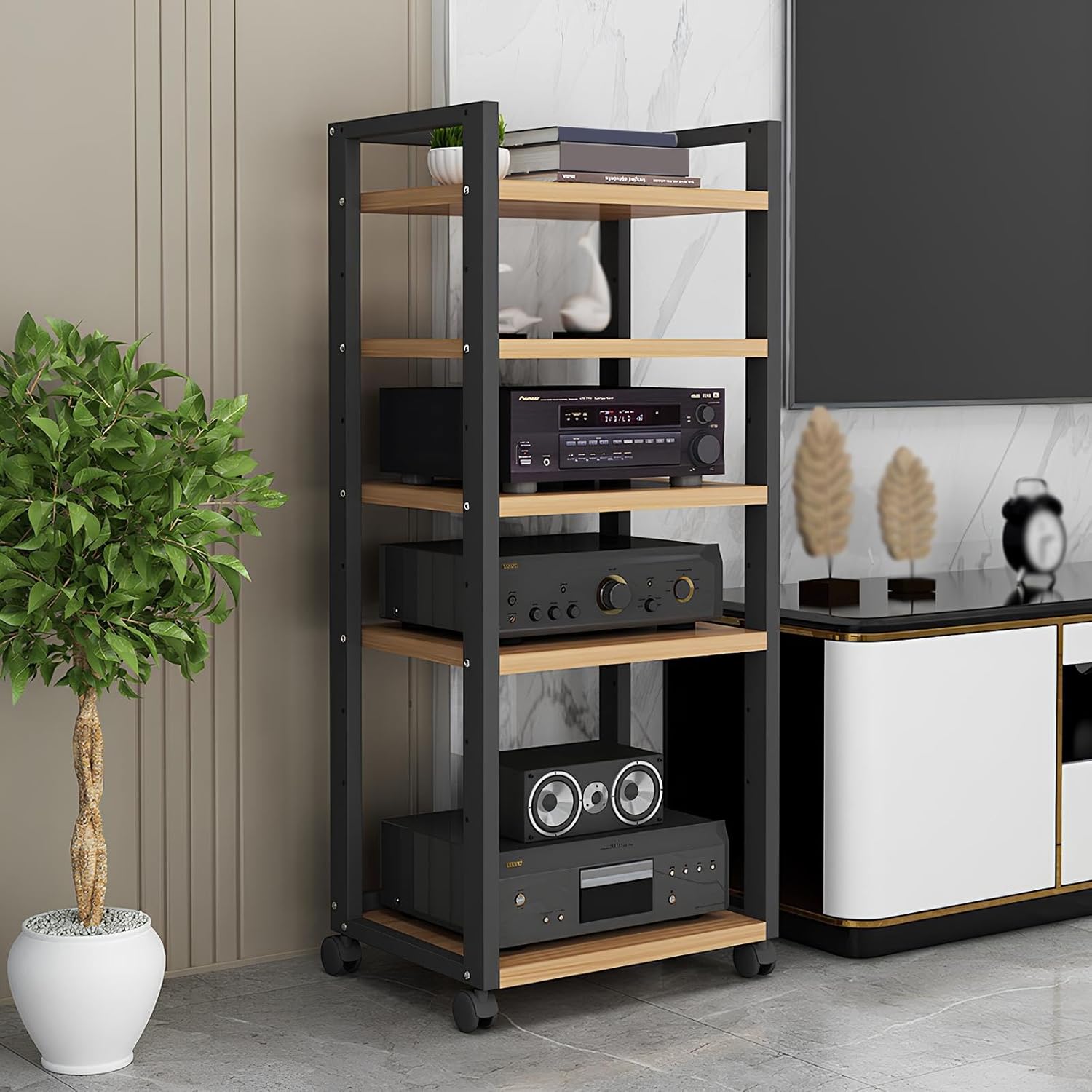 ZCSL 5 Tier Corner Tall Media Stand