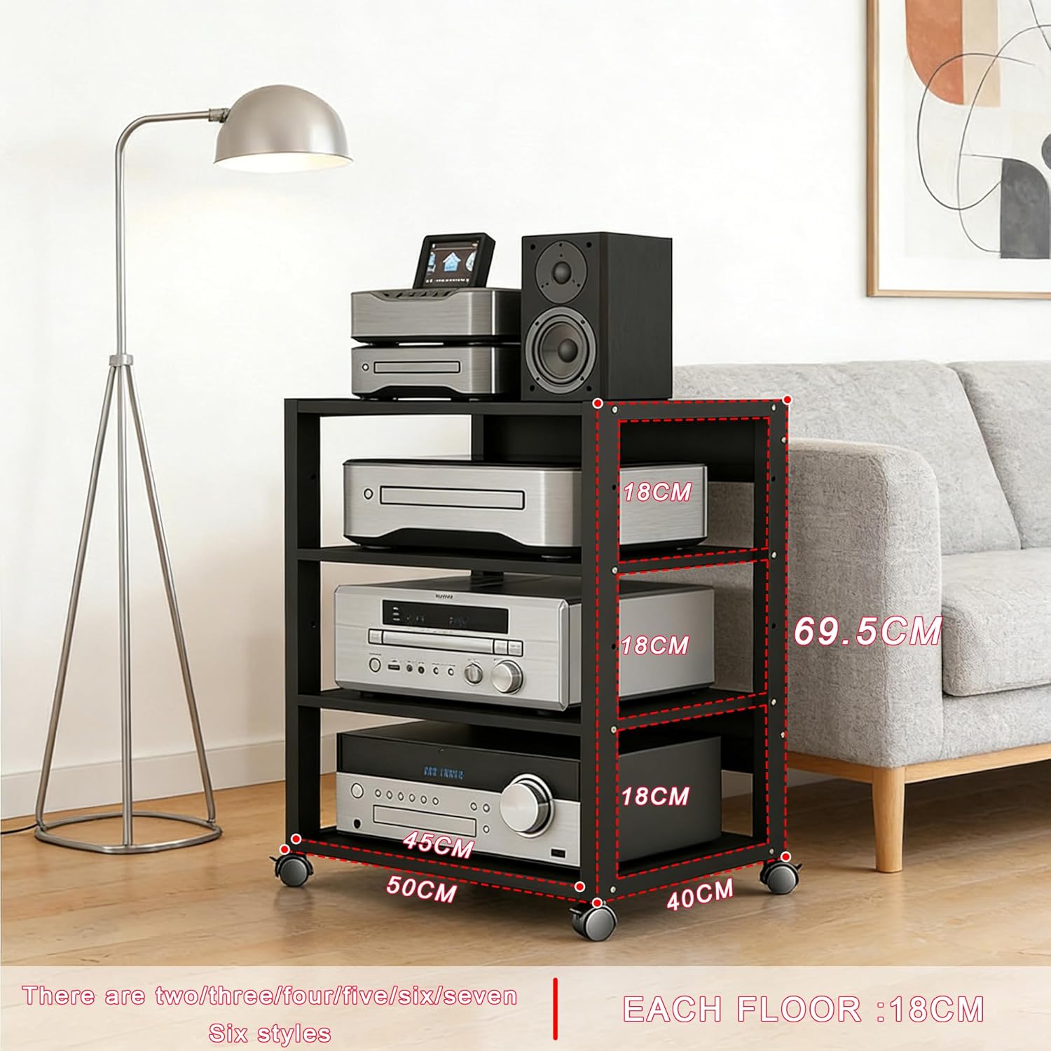 saun 4-Tier Audio Rack Tower