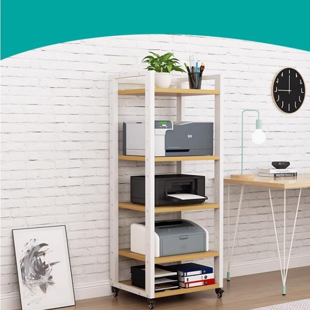 KGPGNYMYHA 55in Audio Video Media Stand Cabinet Movable Components Cabinet Stereo Rack Modern Media Center Corner CD Player Stand With Height Adjustable Shelves(Black+Black