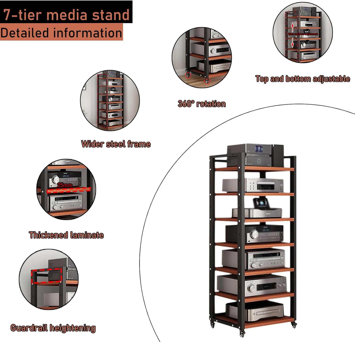 Dernoing 7 Tier Audio Rack Tower