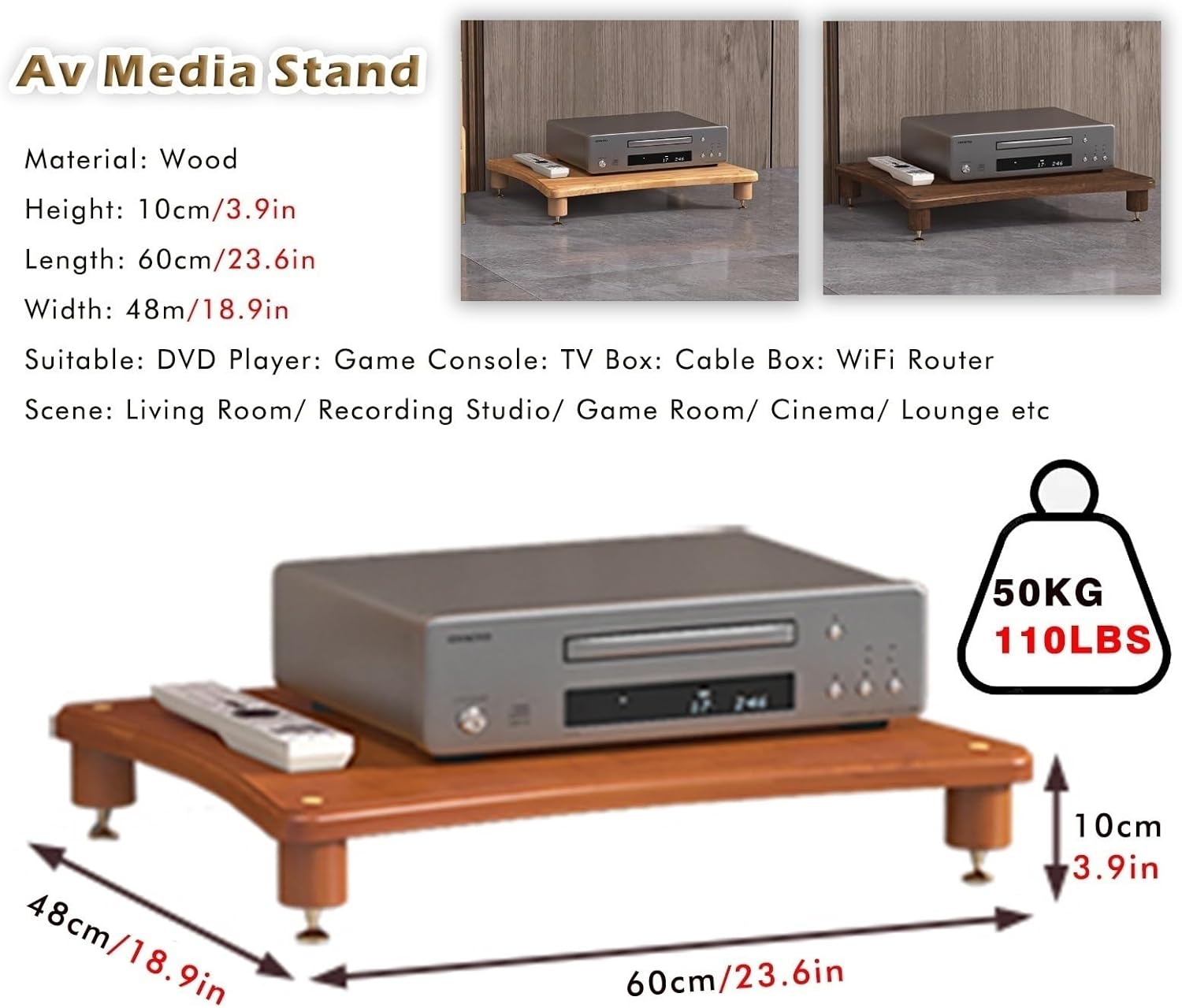 Wood HiFi Audio Rack Shelf