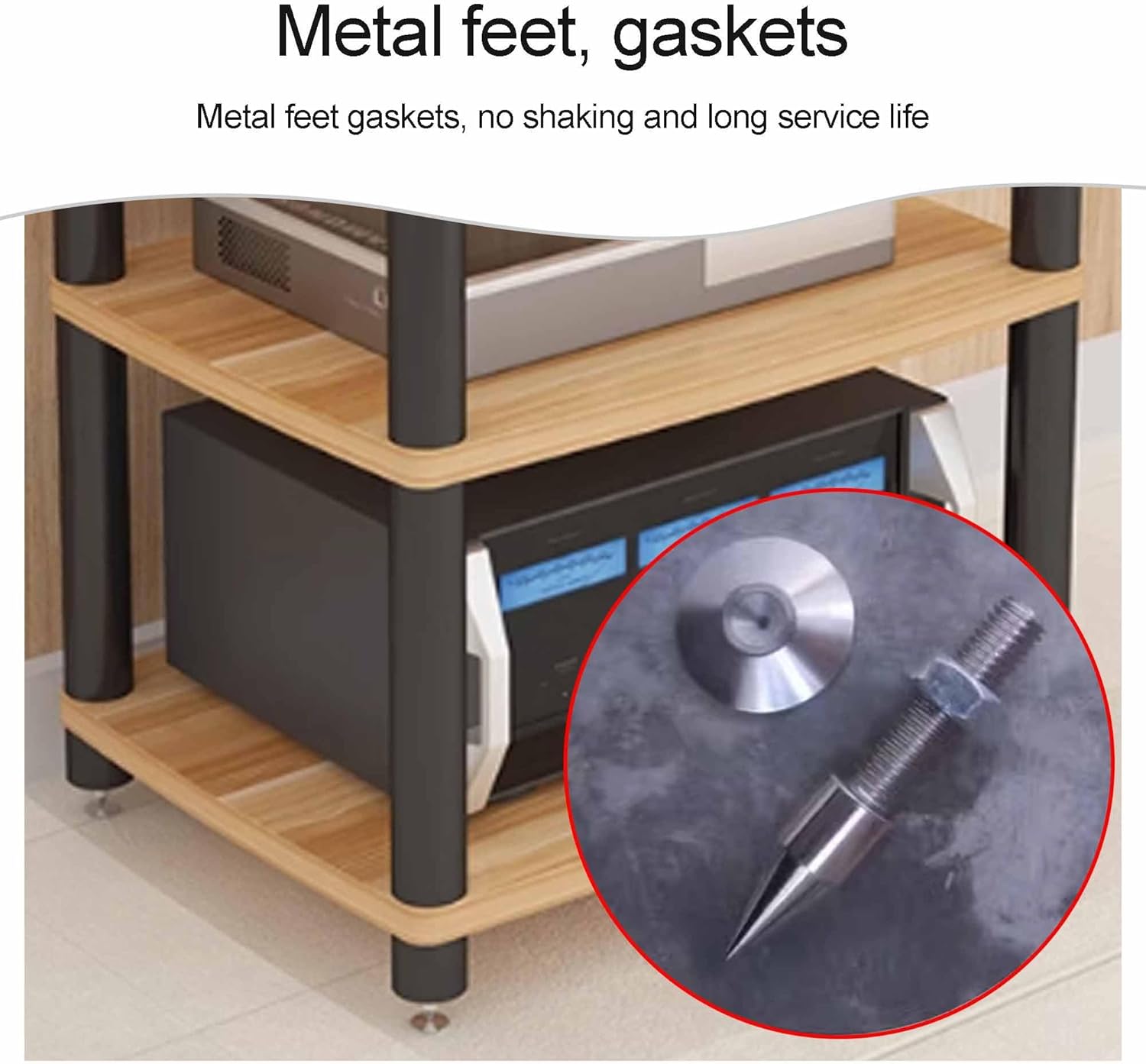 SRDCAIM AV Media Stand audio-video shelving Audio Component Rack Amplifier Rack Shelf Wooden Stereo Cabinet Audio Rack Tower for Recording Room