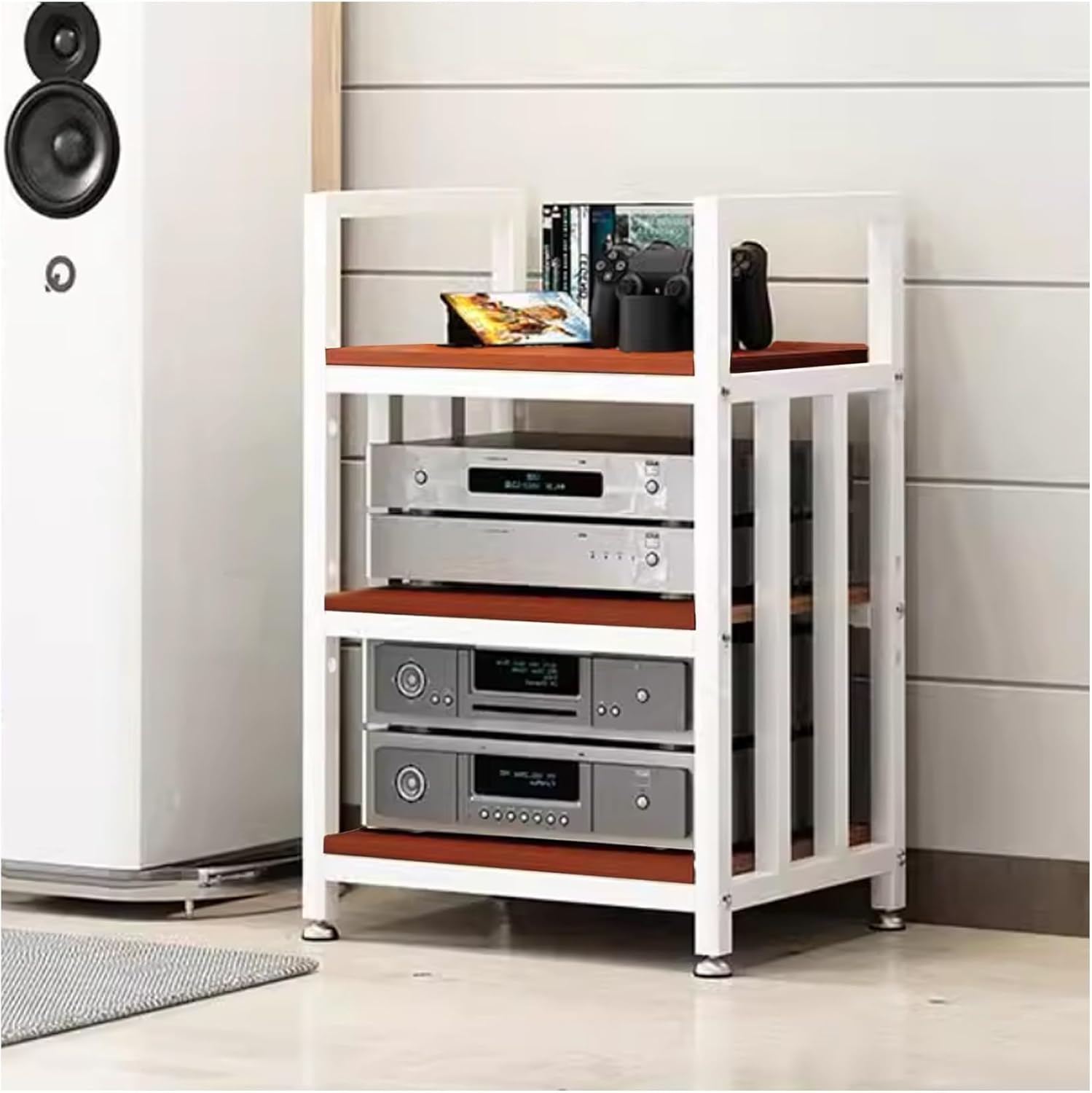 OVOGGPAN AV Media Stand Stereo Racks with Wheels Modern audio-video shelving Record Player Stand Corner Entertainment Center