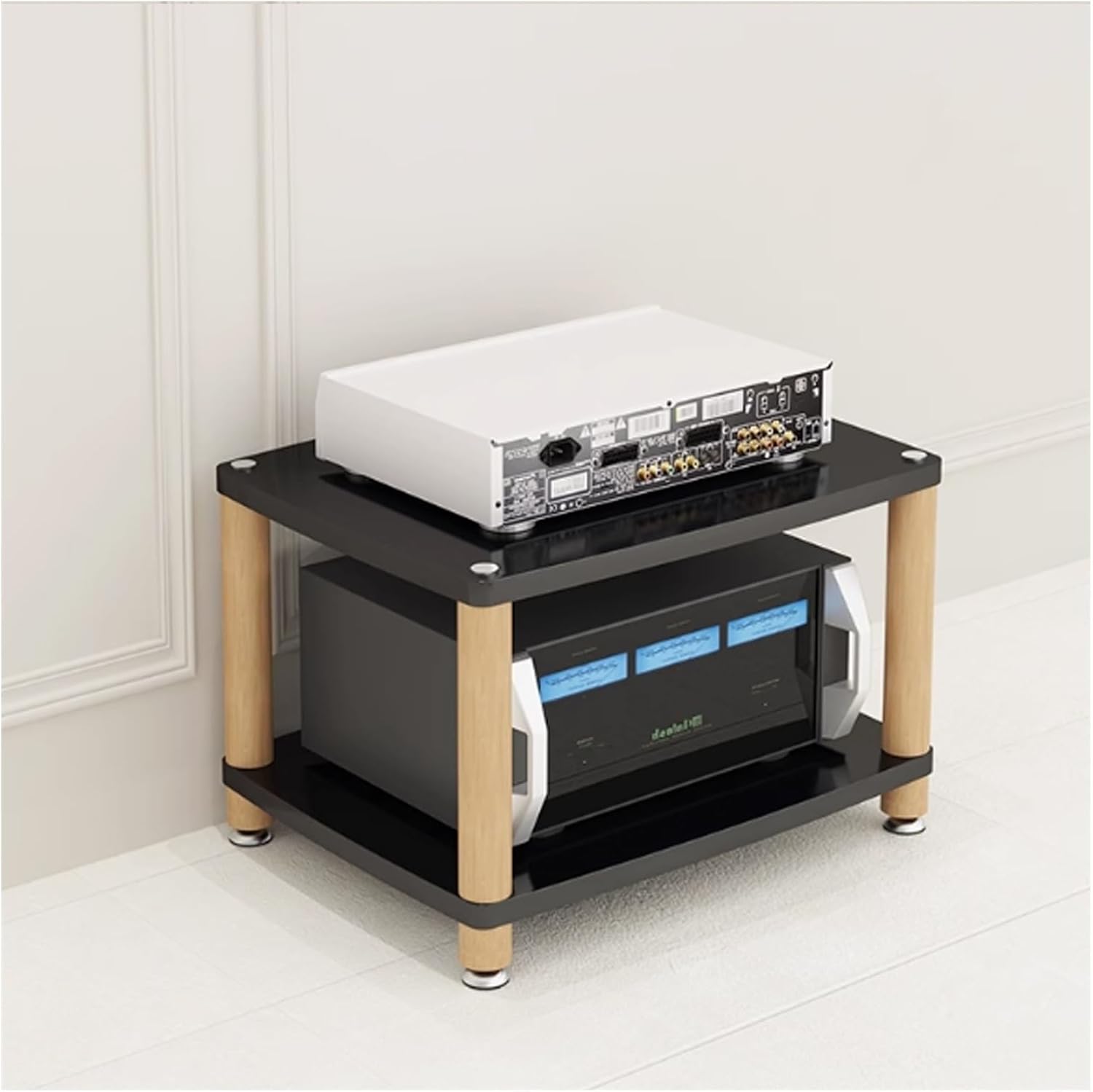 AV Media Stand Stereo System Entertainment Components Cabinet with Silent Foot pad