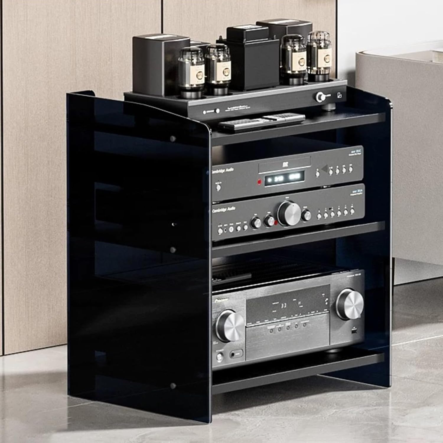 Modern Media Storage Cabinet - Adjustable Audio-Video Stand for Home Theater