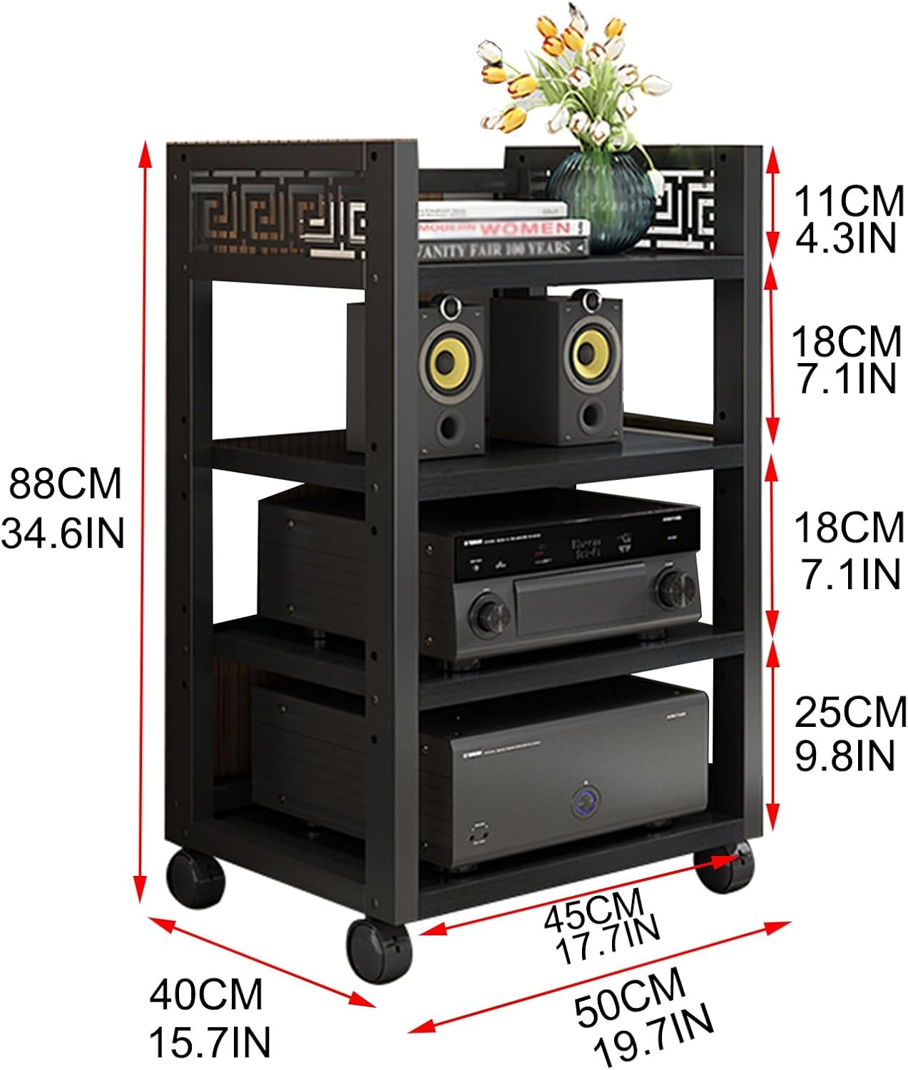 HXFAAFXH Audio-Video Media Stand with Adjustable Shelves