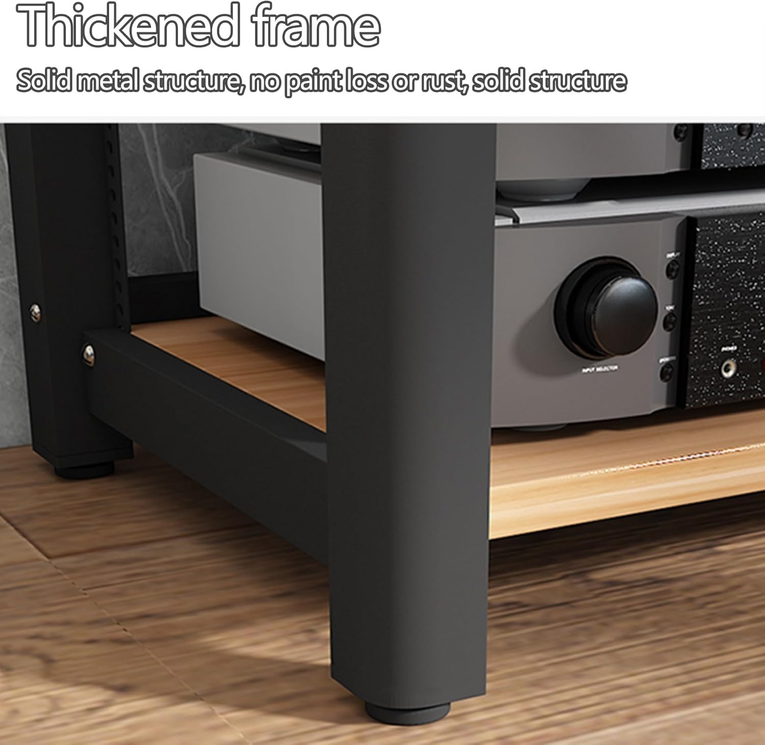 2 3 4 5 Tier AV Media Stand Stereo Cabinet Furniture Open Tower Stand Audio-video Shelving Component Rack Game Console CD DVD Storage Shelf Small Entertainment Center Shelves for Home Living Room(Teak