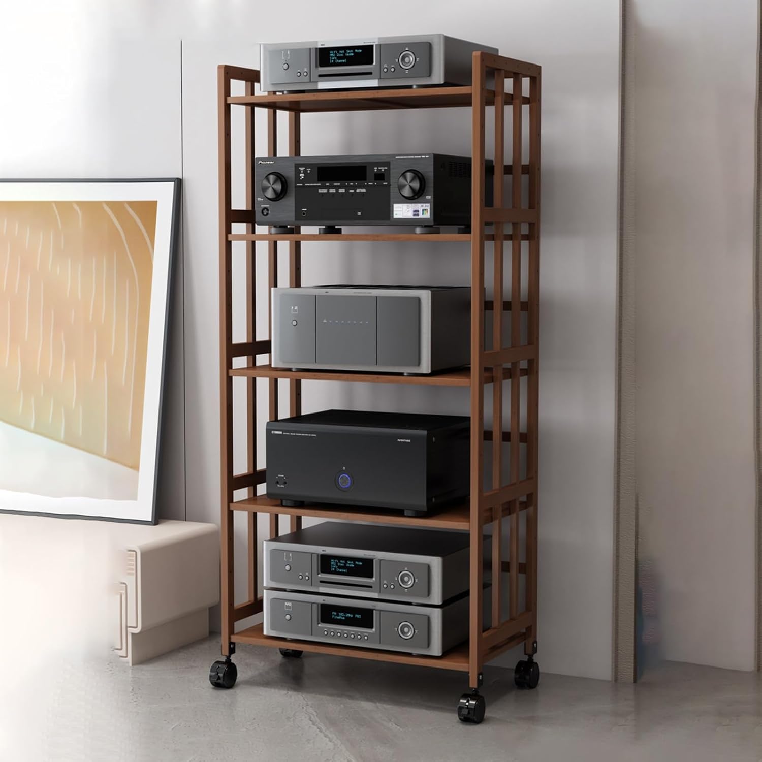 CHZDPP Large Capacity Vintage Stereo Console/AV Cabinet