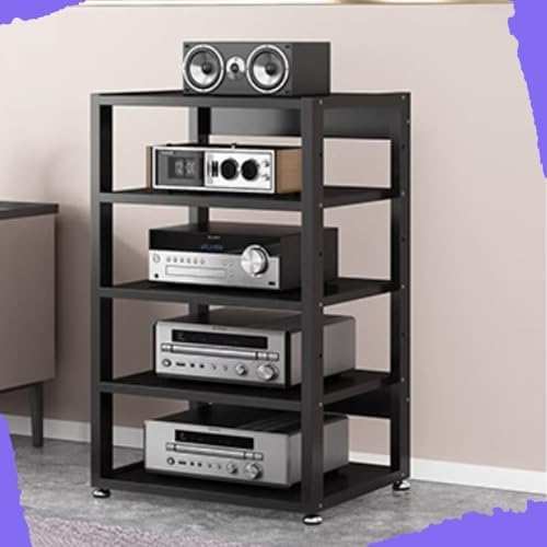 Heavy Duty AV Media Stand for HiFi Amplifier & Stereo Receiver - 5-Tier Black Entertainment Center