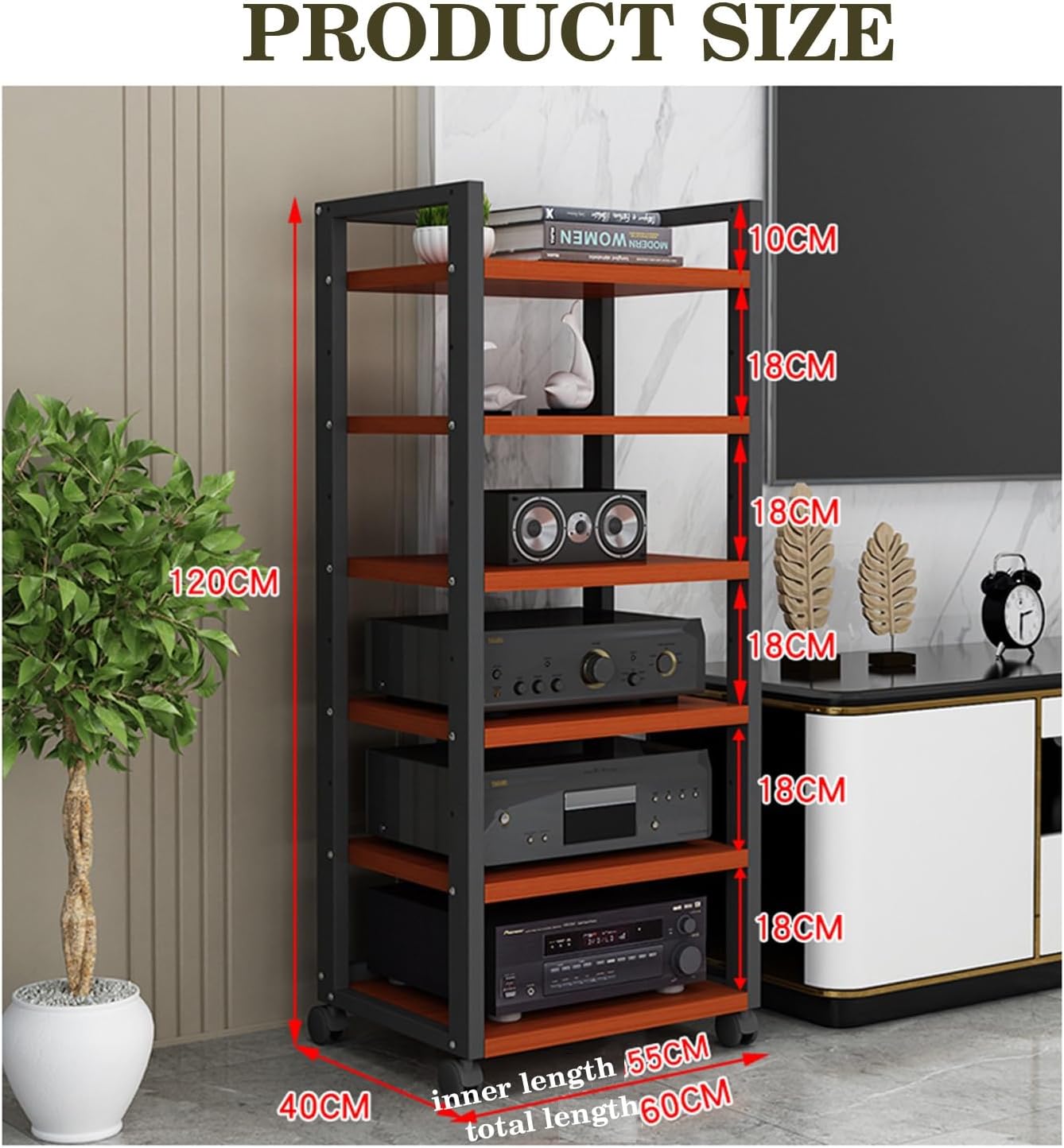 YLQFGUVWK AV Media Stand Corner Rack 6-Layer