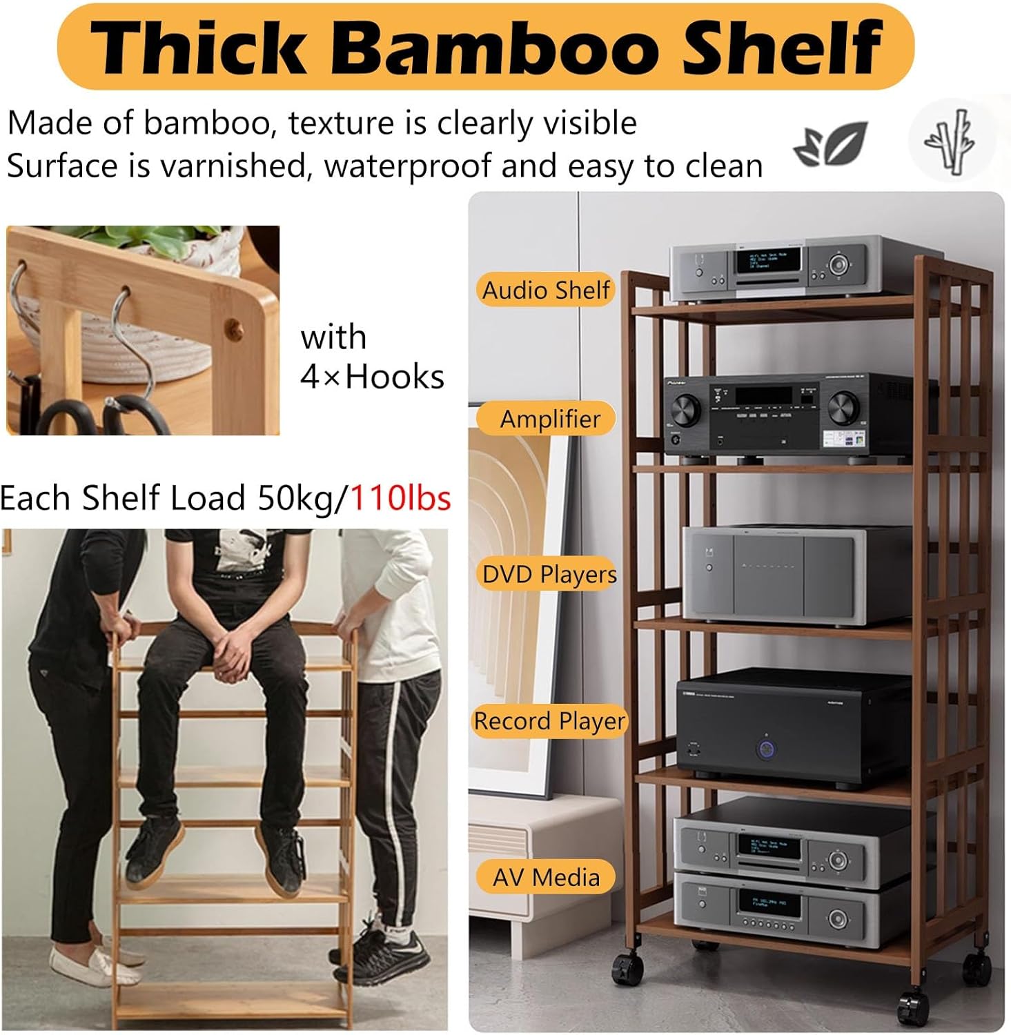 RENLXFI Audio Rack Stereo Cabinet