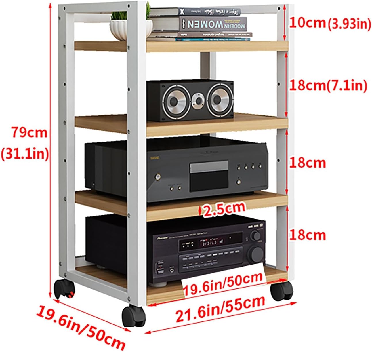 XingLi 4-Tier Audio Video Components Cabinet