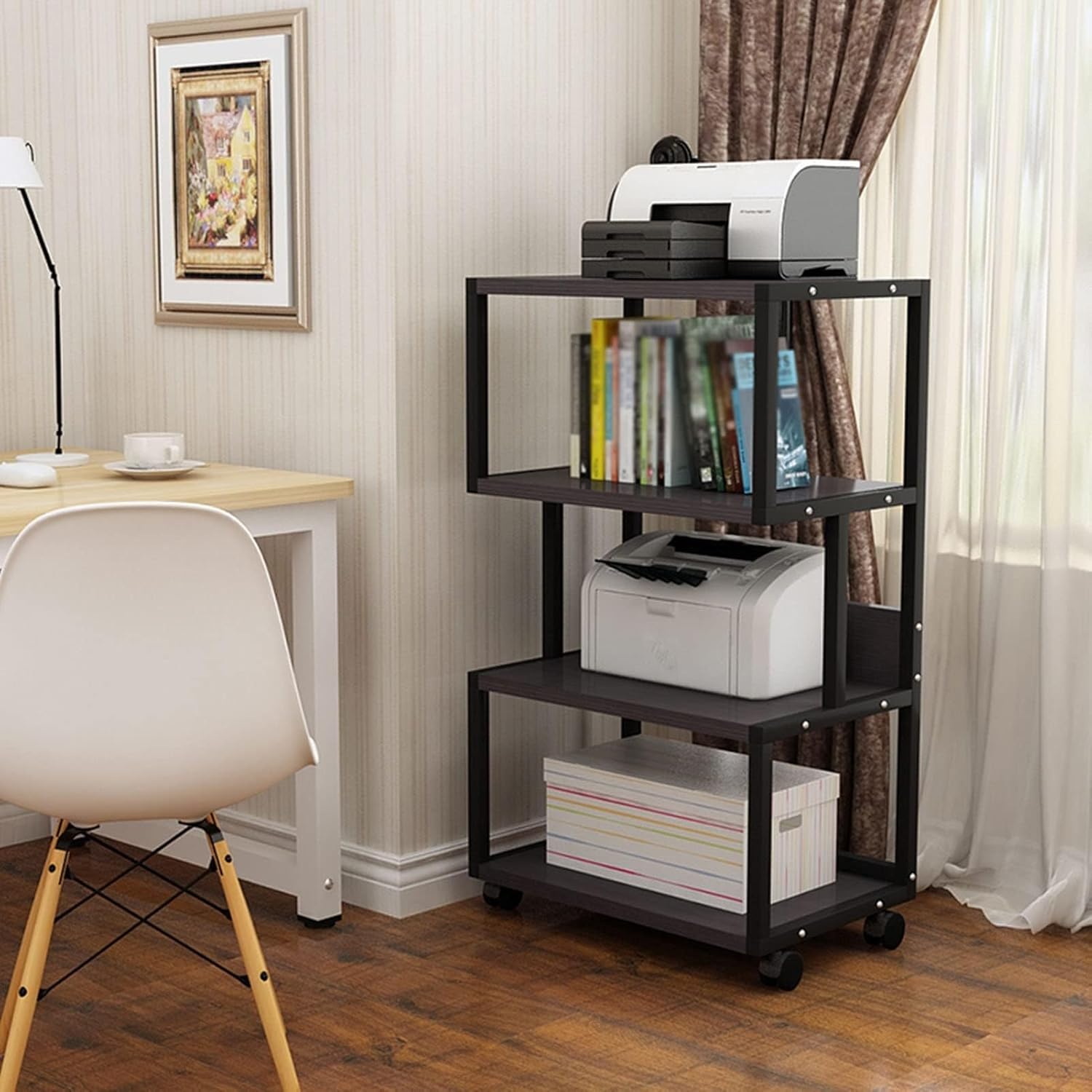 KYTGFH 4 Tier Av Media Rack Wooden Corner Frame Component Cabinet Stereo Audio Rack Stand Tower Ideal for Living