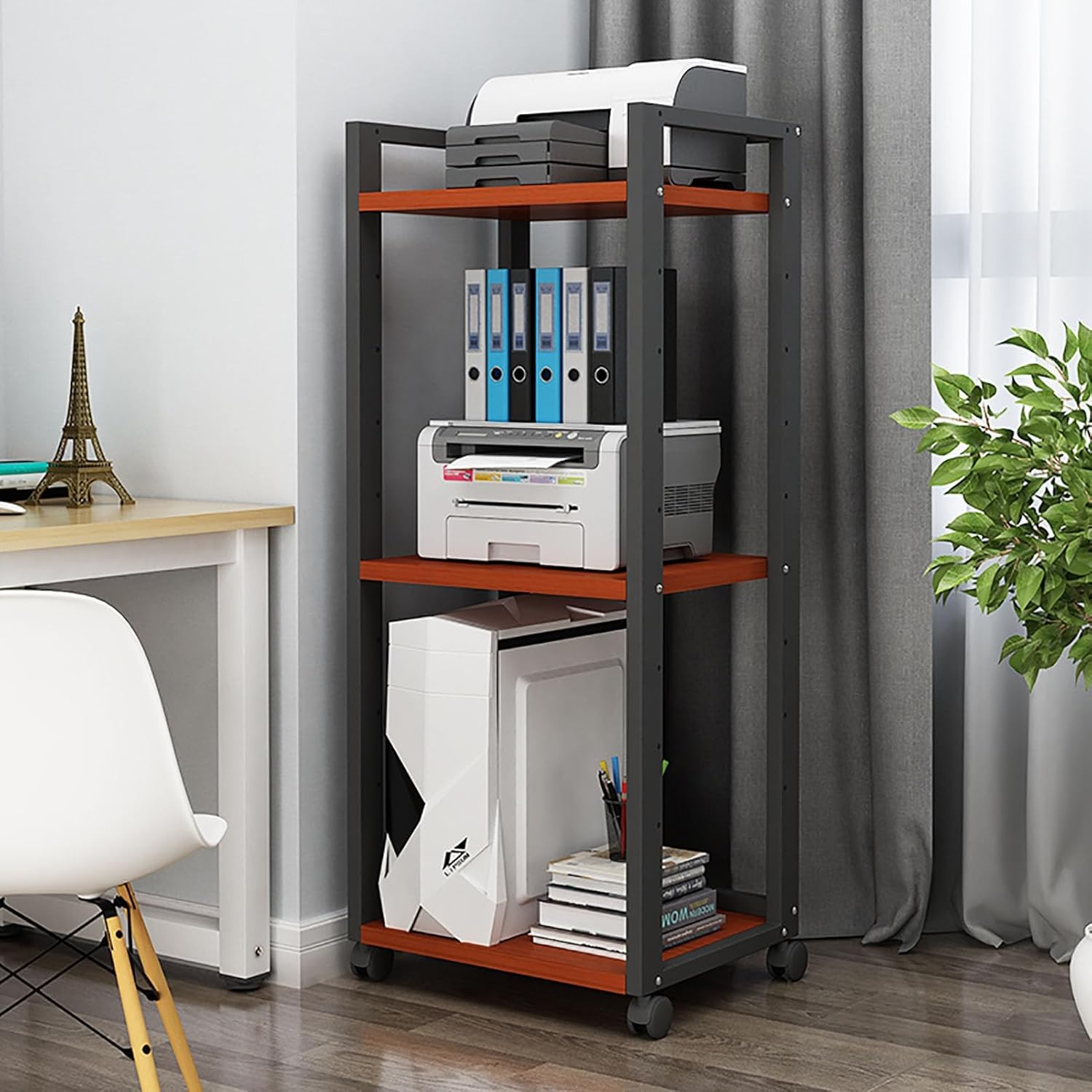 DONGYUE 3/4/5/6 Tier AV Media Stand Audio/Video Rack CD Player Stand Stereo Component Storage Cabinet with Height Adjustable Wooden Shelf