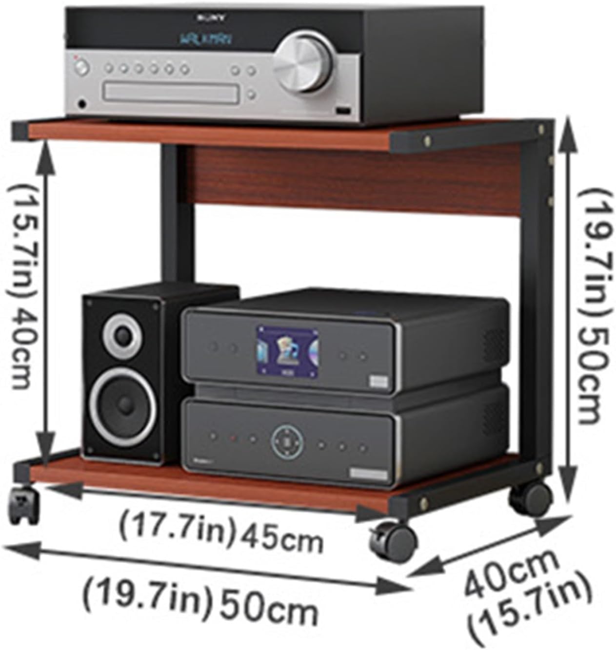 2-Tier Movable Media Stand Multi-Function Open Storage Shelf for DVD Player/TV Boxe/Game Consoles/TV Accessories