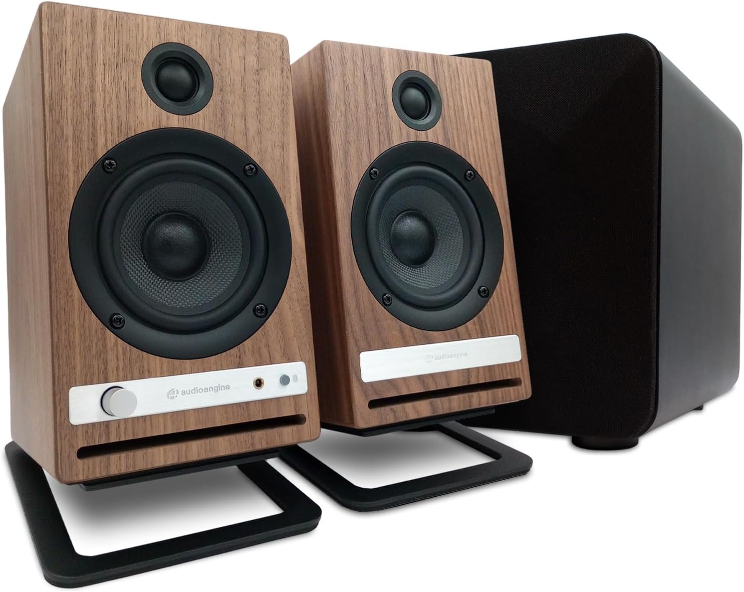 Audioengine HD4 Walnut 120 Watt Bluetooth Bookshelf Speakers with S6 DS2M for Music Gaming Movies Studios Dorms Bedrooms Offices