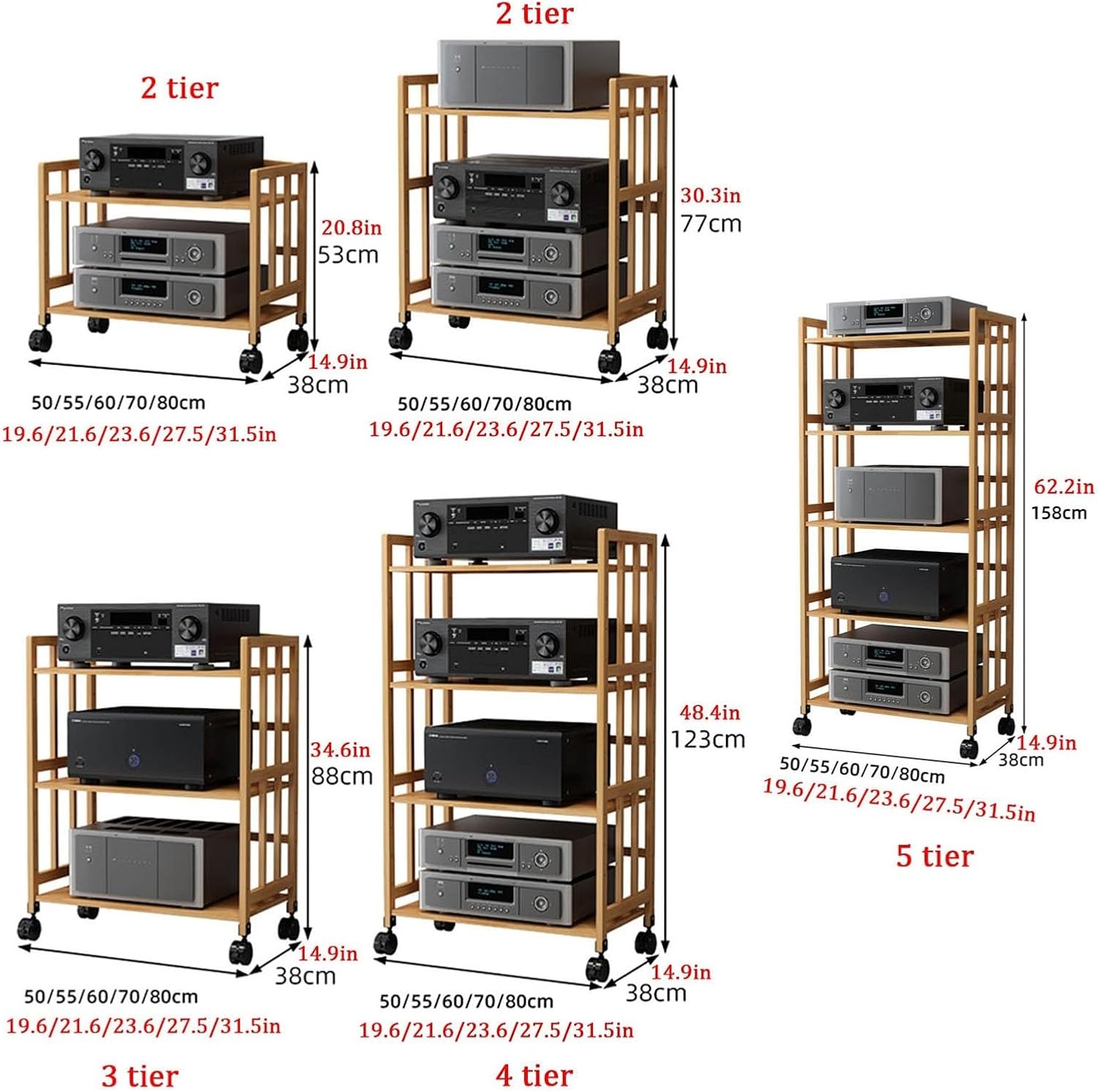 HOLGVE Bamboo Audio Rack