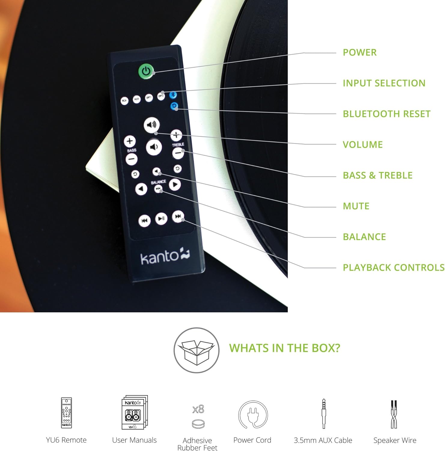 Kanto YU6MW Powered Bookshelf Speakers with Bluetooth and Phono Preamp | Pair | Matte White