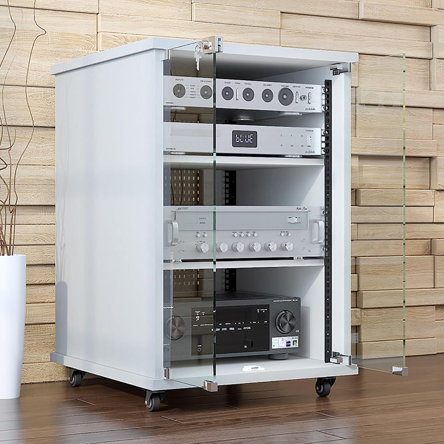 HONGKEFIT Heavy Duty 16U Floor Network Rack with Lockable Wheels