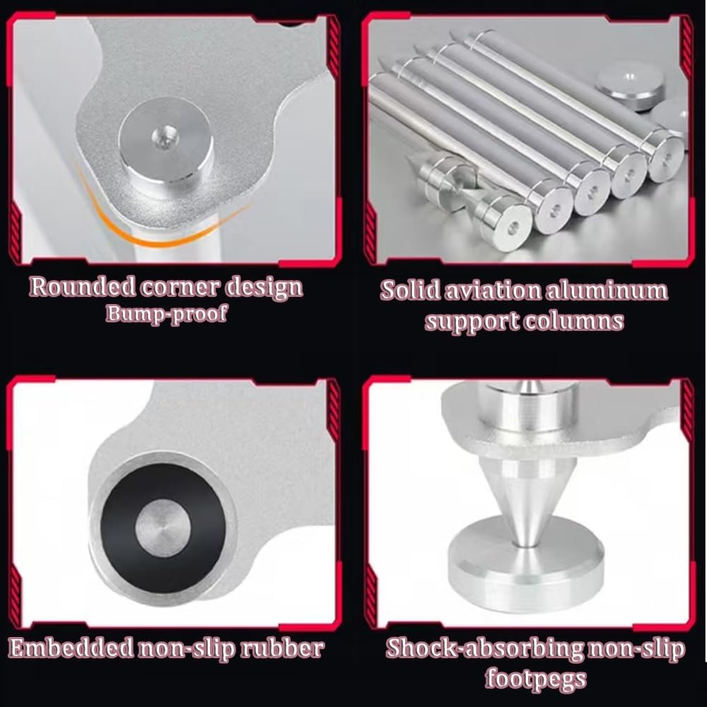 TAJMDGW Desktop HiFi Audio Rack Metal Small AV Media Stand 3-Tier Desk Shelf Organizer Stereo Component Tower Cabinet Split Rack Holds for CD Record