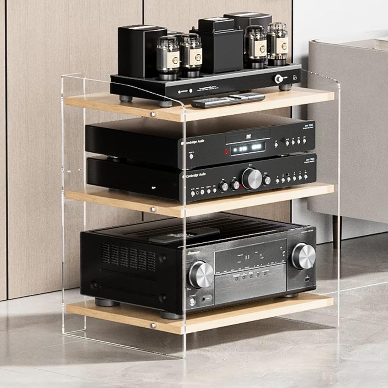Media Storage Cabinet Audio-Video Media Stand with Adjustable Shelves