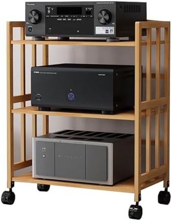Heavy Duty Rolling AV Media Stand - Multi-Tier Audio Rack for TV