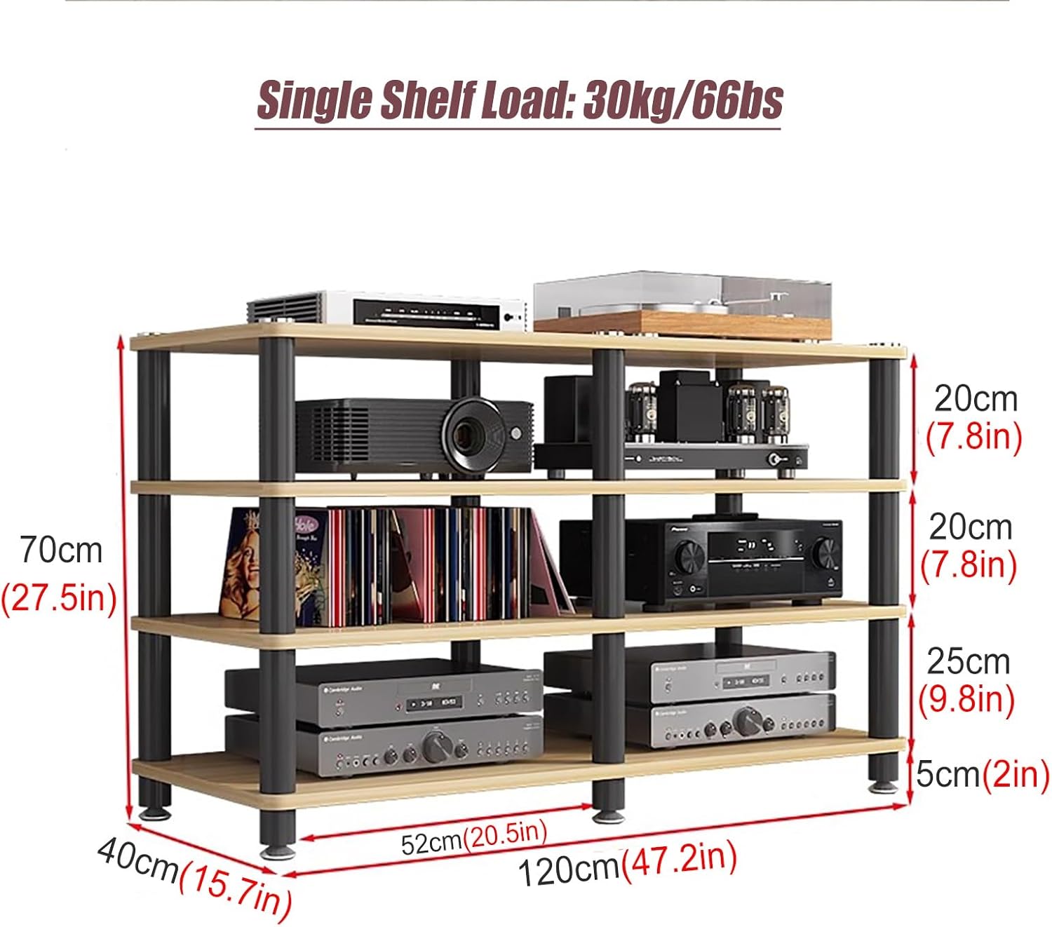 YLLFFLL Home Living Room Media Component Stand Audio Stereo Rack 3 4 Tier