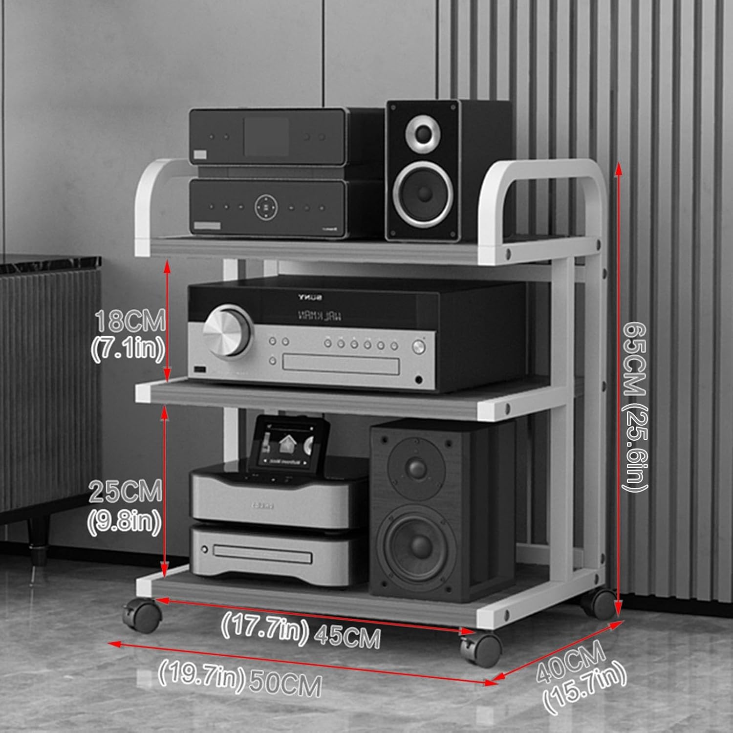 Movable 3-Tier AV Media Stand