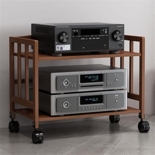 Height-Adjustable AV Media Stand with Wheels - 2/3/4/5 Tier Audio Rack for Home Theater & Office - CD Player & Stereo Shelf (Primary Color