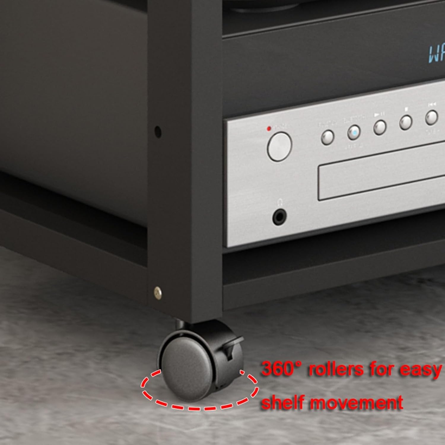 DLYZAYE 3-Tier Movable Audio Rack CD Media Player Stand AV Component Cabinet
