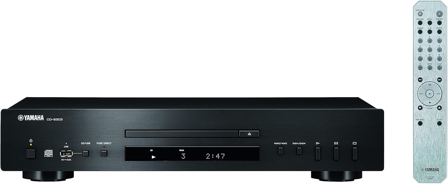 Yamaha CDS303 Single Disk CD Player with Front Panel USB - Black
