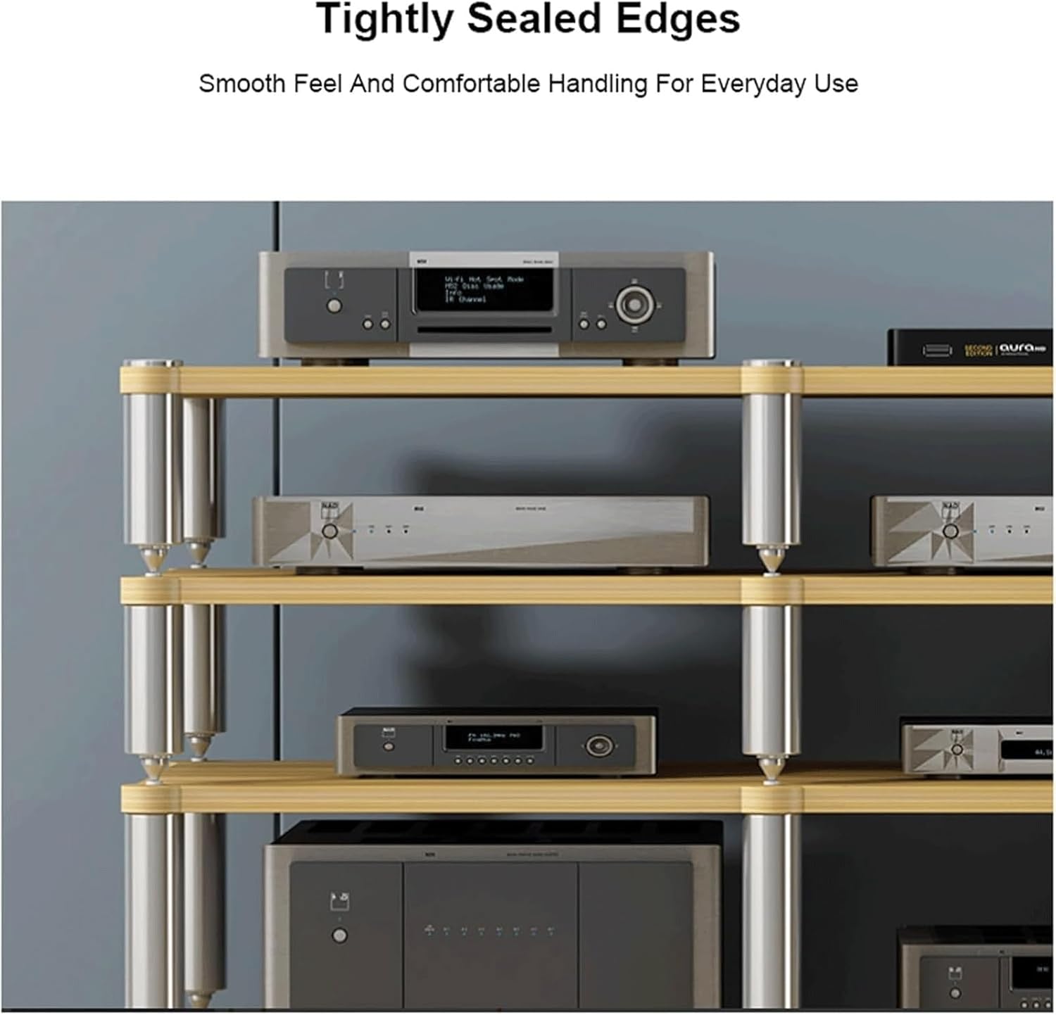 PZEOB Stereo Stands Modern Audio Rack Tower AV Media Stand Wooden Tiered Shelves 2 Tier