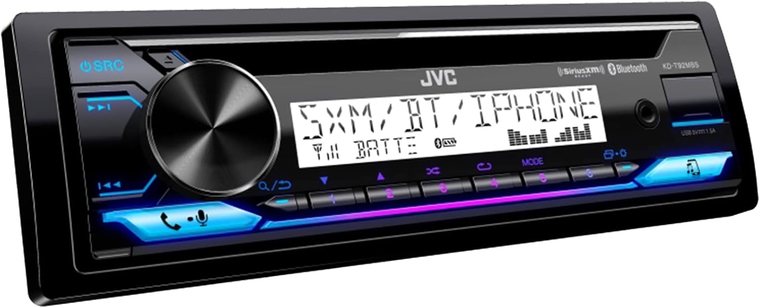JVC Single DIN Bluetooth USB AUX AM/FM Radio CD Player Stereo Receiver Bundle Combo with Stereo Install Kit