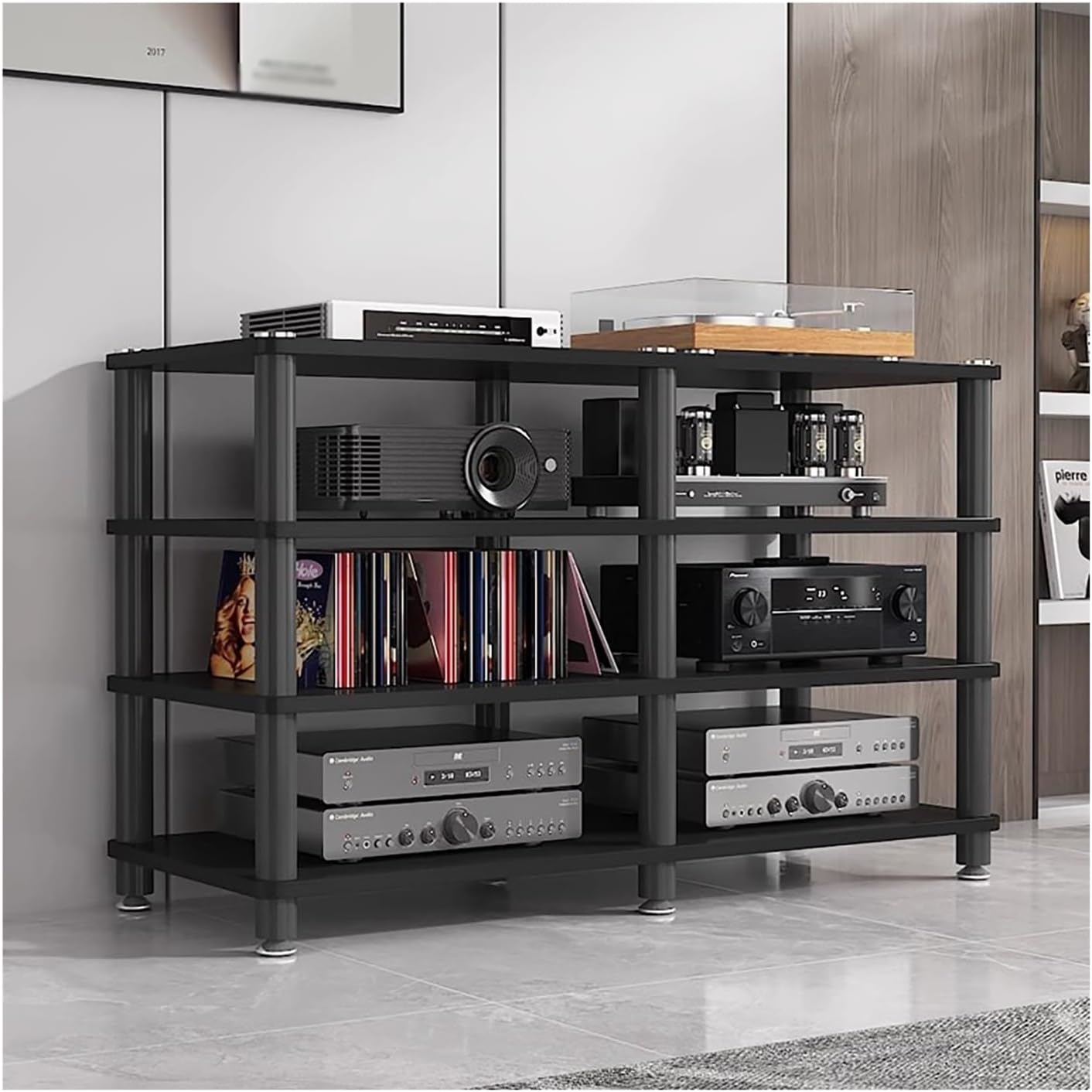 YLLFFLL Home Living Room Media Component Stand Audio Stereo Rack 3 4 Tier