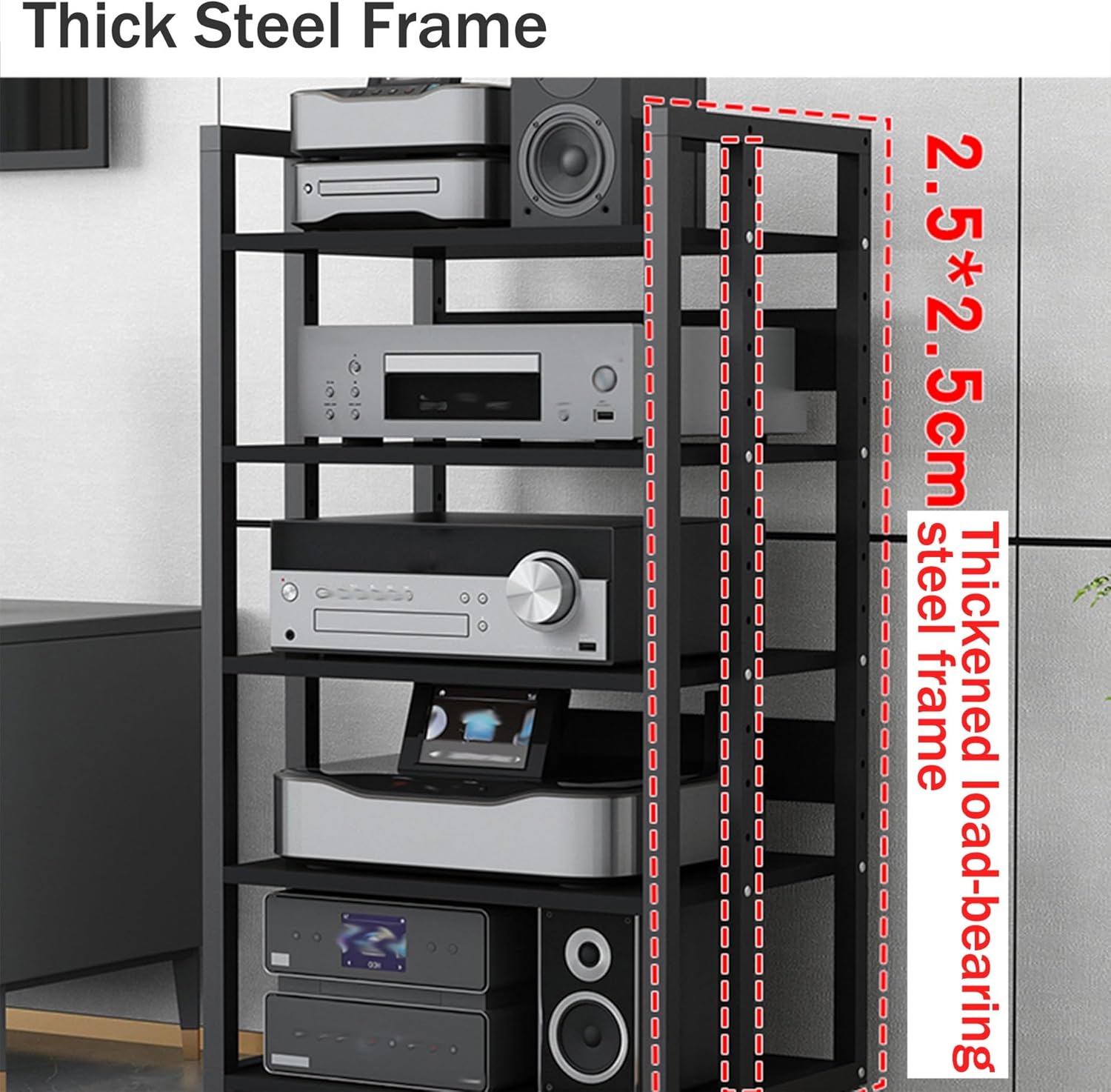 AV Media Stand with Wheels - 3-Tier Audio Rack