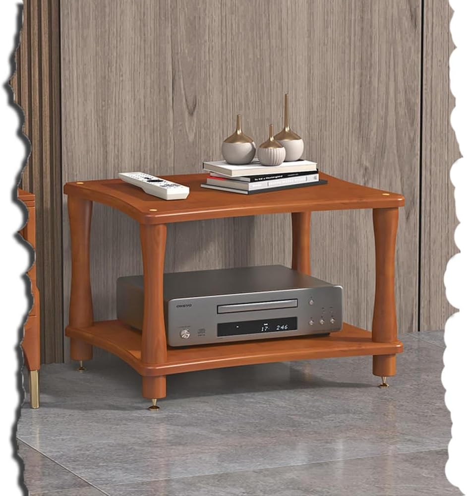 BIUBPW Solid Wood Cabinet AV Media Stand Audio Video Components Cabinet Floor-Standing CD Player Stand Open Storage Cabinet for Home Corner Theater(Coffee