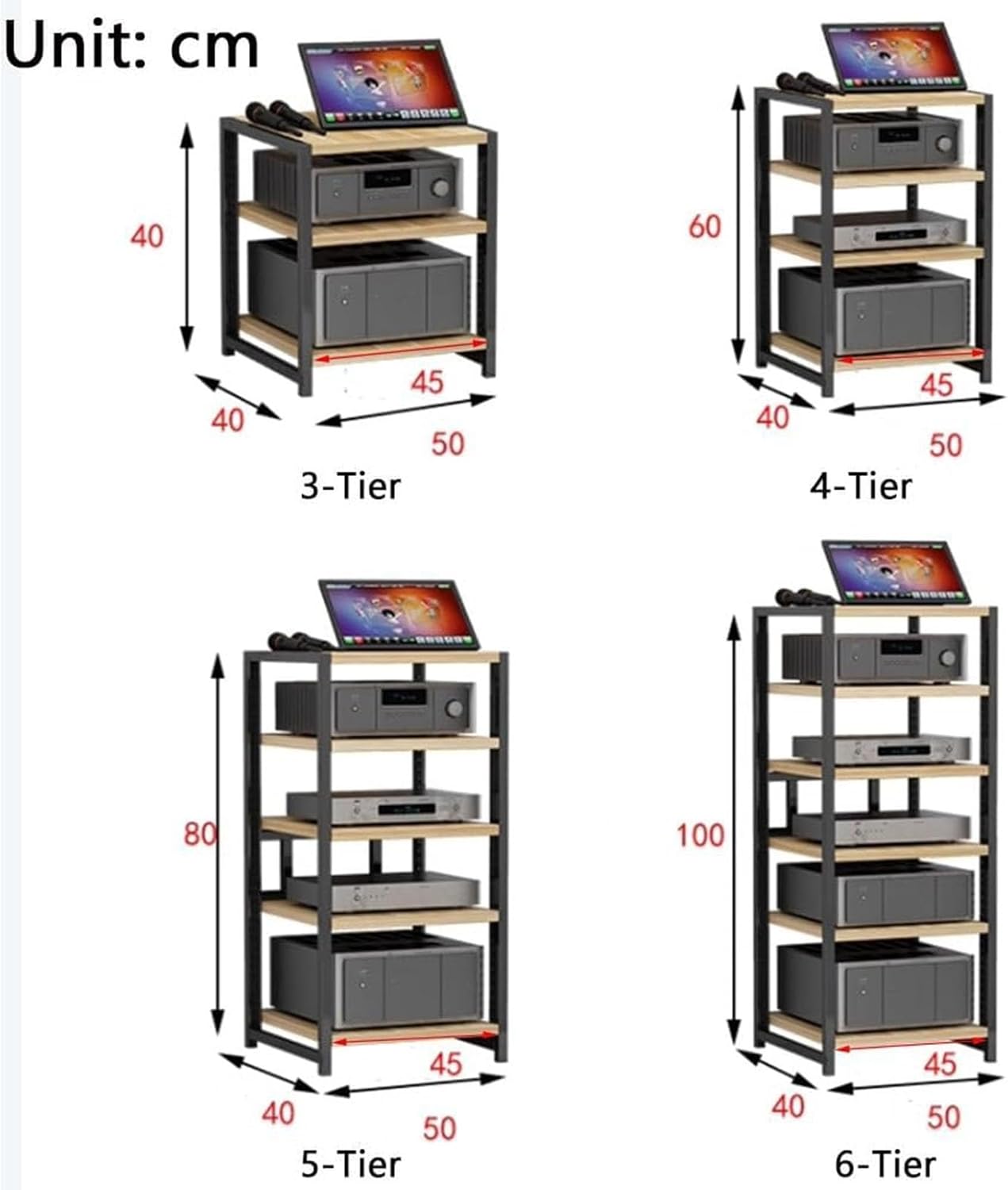 3/4/5/6-Tier Modern AV Media Stand