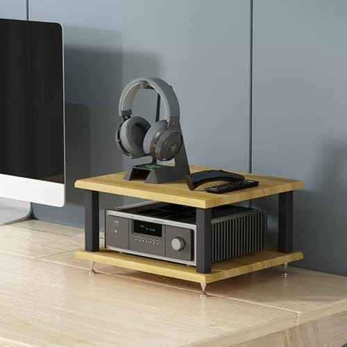 UYCVT 4-Tier Wooden Printer Stand & Av Rack - HiFi Desktop Shelf with Storage for Home Office Media Component Organizer Stereo Tower for Home Theater Setup-Walnut-2 Tier