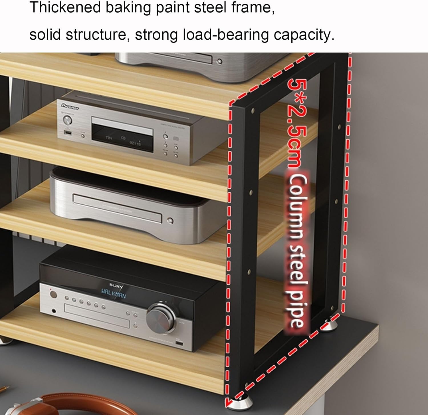 XingLi 3 Tier Audio Rack CD Media Player Stand Audio/Video Component Cabinet Floor-Standing Storage Shelf for Home/Office/Theater- 40x35x48m