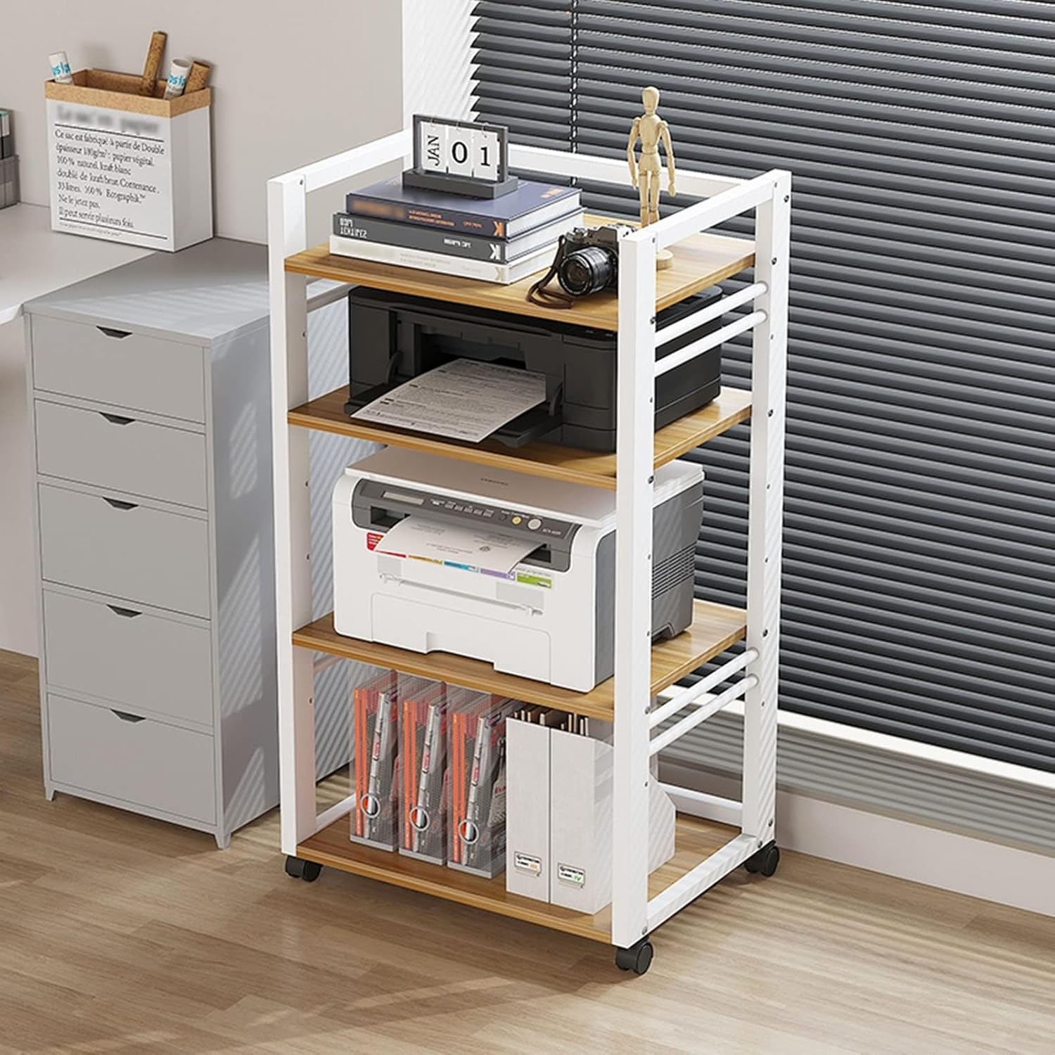 4-Tier AV Media Stand with Wheels