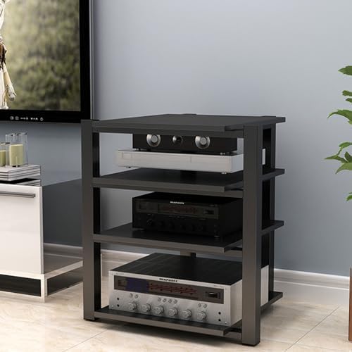 FLDYGMLU 4-Tier Audio Rack Media Stand Modern Living Room AV Equipment Component Cabinet Corner Audio Tower CD Player Stand Stereo Rack(D)