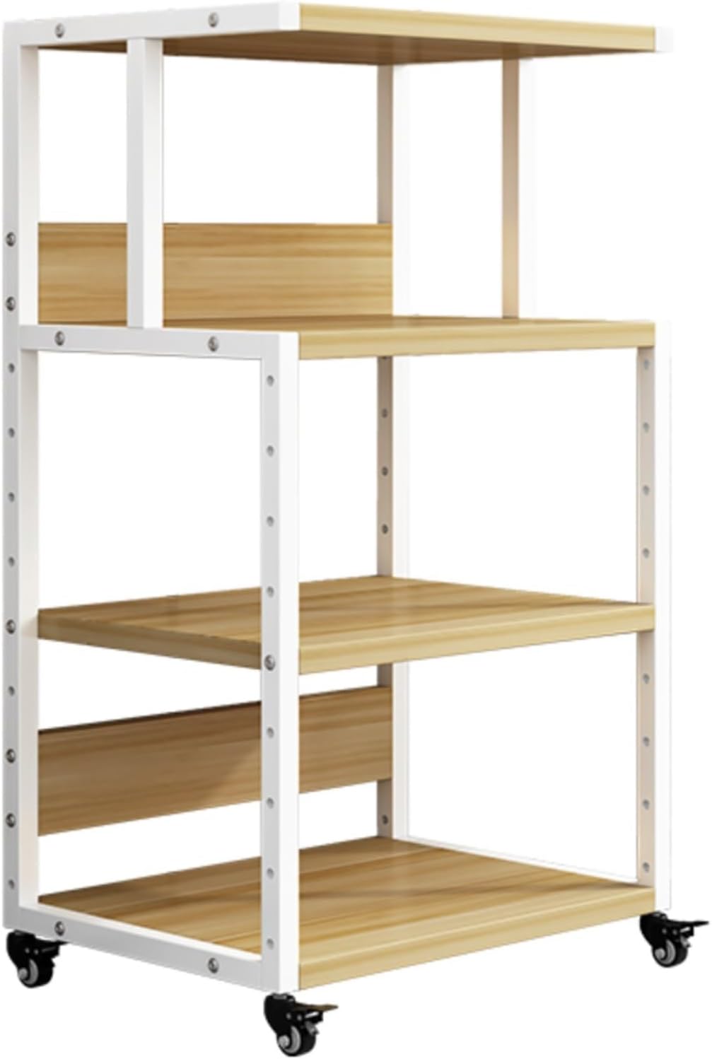 DONGYUE 4-Tier Removable AV Media Stand CD Player Stand Stereo Component Storage Cabinet with Height Adjustable Wooden Shelves