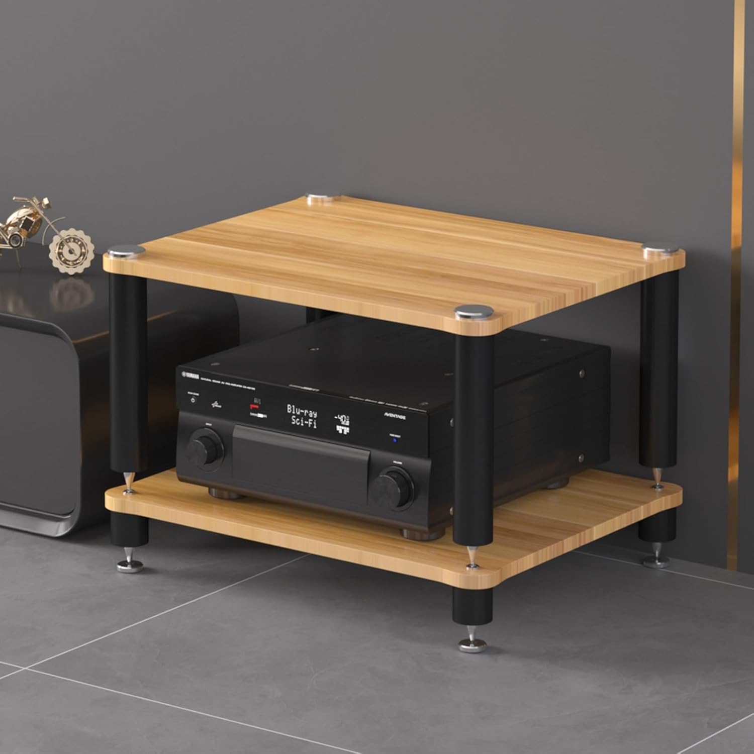 Mobile Stereo Hifi Rack AV Media Stand Entertainment Stereo Stand Media Tower Display Record Player Stereo Receiver Storage for Entertainment Stereo Component for Living Gaming Recording Room(Light wa