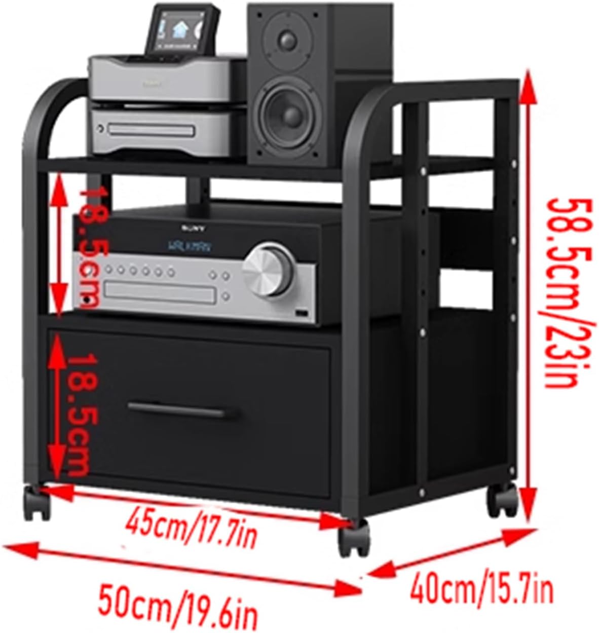 Movable Audio Rack with Drawer