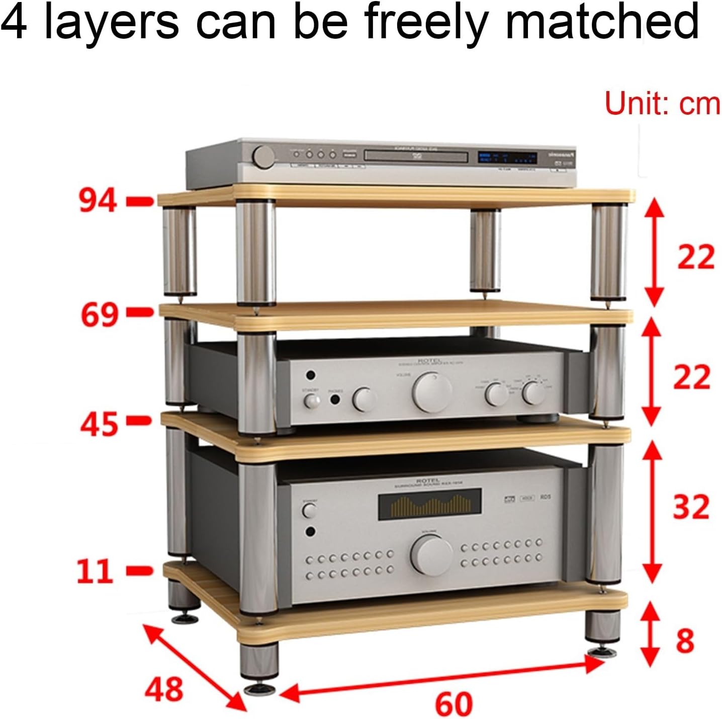 4-Tier Audio Stand Shelf