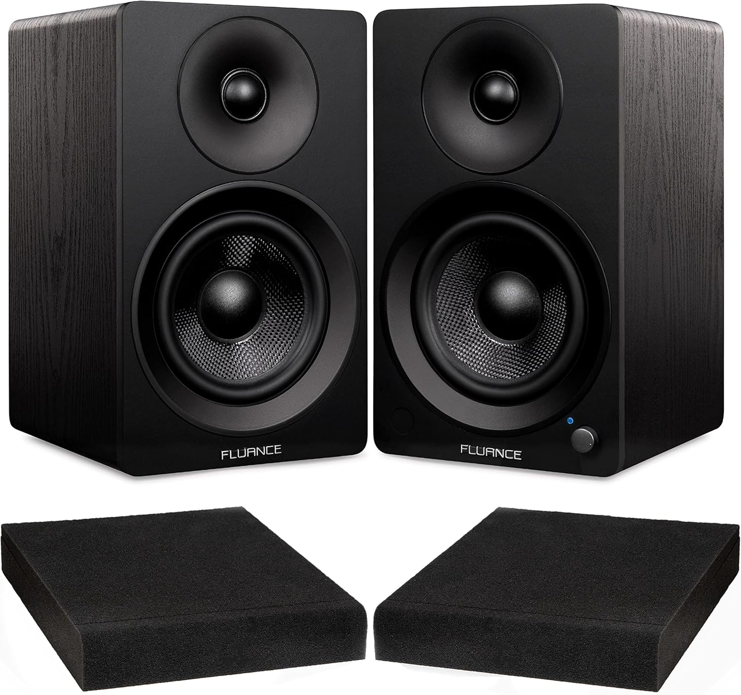 Fluance Ai41 Black Ash Powered 2.0 Stereo Bookshelf Speakers with 5